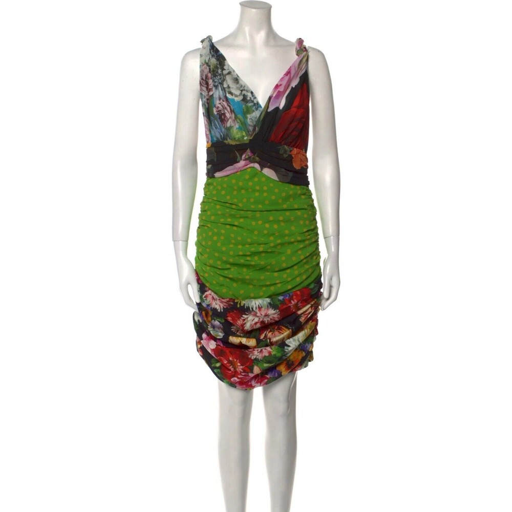 NWT. RUNWAY! $2545 DOLCE & GABBANA Patchwork Fitted Mini Dress IT46 - Picture 10 of 16